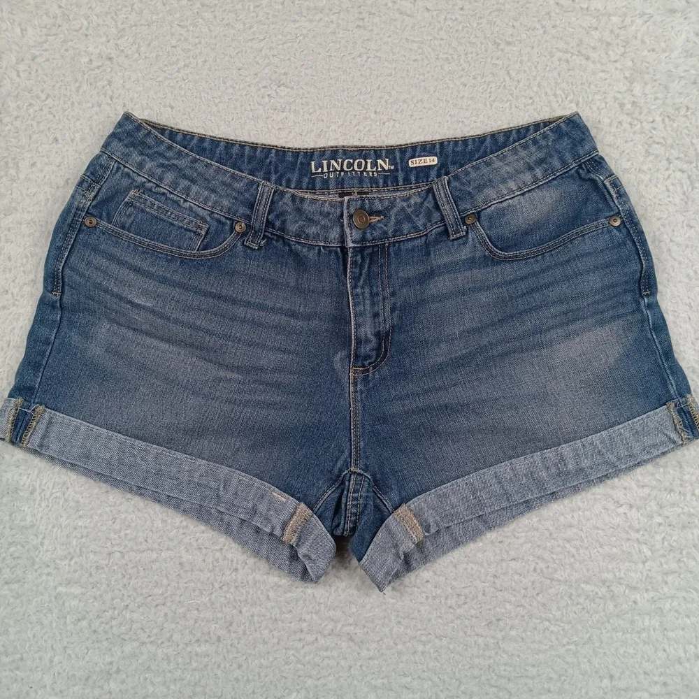 Lincoln Outfitters Shorts Denim Women 14 Blue Cuffed Mid Rise RN57116